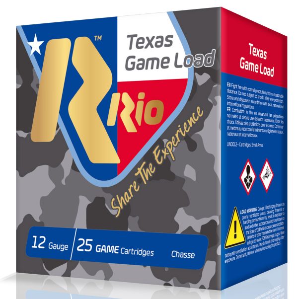 105576-1.jpg Rio Ammunition TGHV366TX Texas Game Load High Velocity 12Gauge 2.75" 1 1/4oz 6Shot 25 Per Box/10 Case