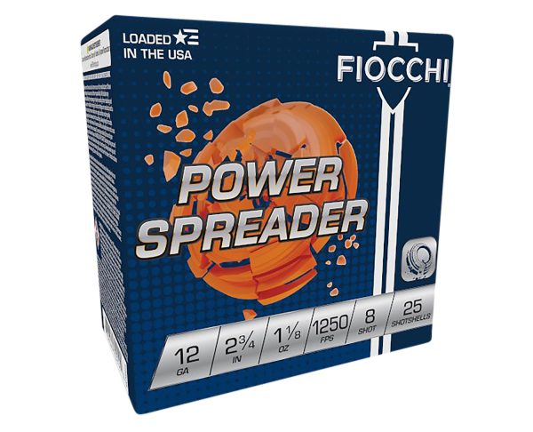 116868.jpg Fiocchi 12SSCX8 Exacta Target Power Spreader 12Gauge 2.75" 1 1/8oz 8Shot 25 Per Box/10 Case