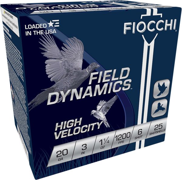 116900.jpg Fiocchi 203HV6 Field Dynamics High Velocity 20Gauge 3" 1 1/4oz 6Shot 25 Per Box/10 Case
