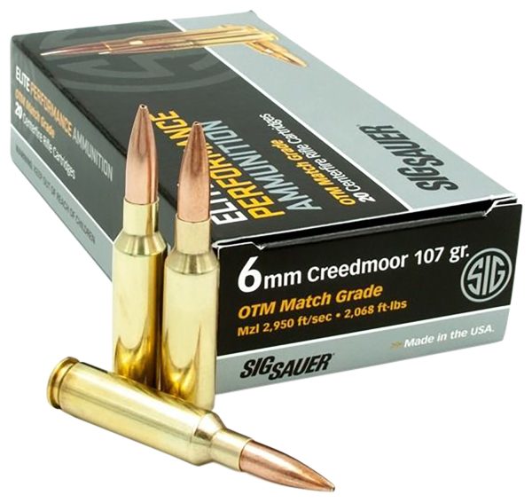 120534.jpg Sig Sauer E6MMCM220 Marksman Elite 6mm Creedmoor 107 gr Open Tip Match 20 Per Box/ 10 Case