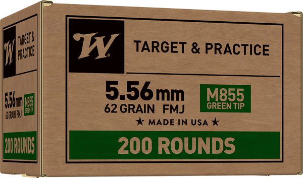 129083.jpg Winchester Ammo WM855200 USA M855 Green Tip 5.56x45mmNATO 62gr Full Metal Jacket 200 Per Box/4 Case