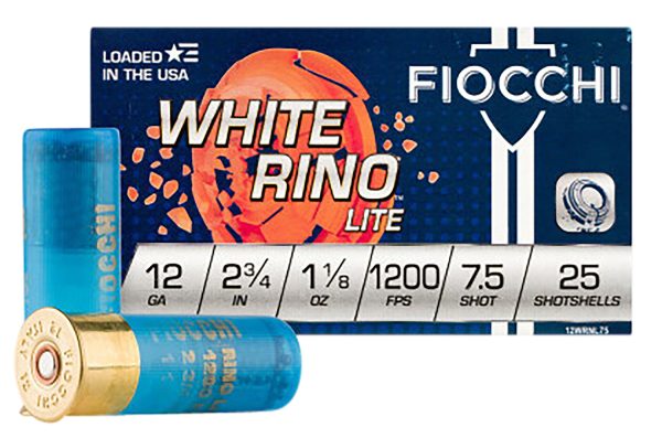 129261.jpg Fiocchi 12WRNL75 Exacta Target White Rino Lite 12Gauge 2.75" 1 1/8oz 7.5Shot 25 Per Box/10 Case