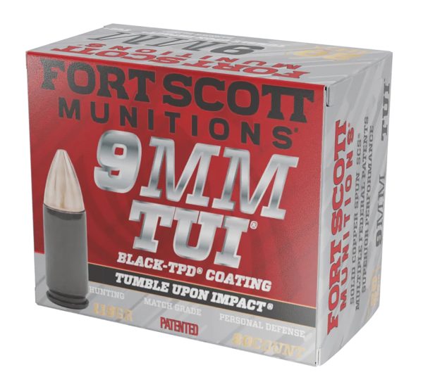 133836.jpg Fort Scott Munitions 9MM115SCVTPD Tumble Upon Impact (TUI) 9mmLuger 115gr Solid Copper Spun 20 Per Box/25 Case *TPD-9 Coated