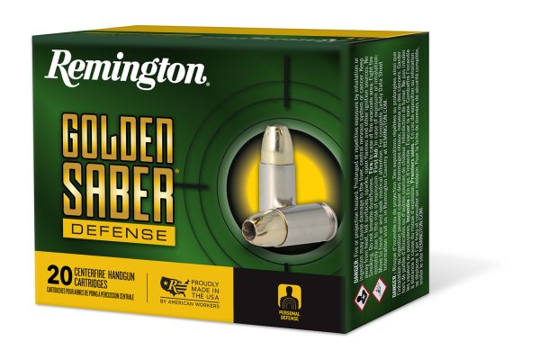 143915.jpg Remington Ammunition 27612 Golden Saber Defense 45ACP 230gr Brass Jacketed Hollow Point 20 Per Box/25 Case