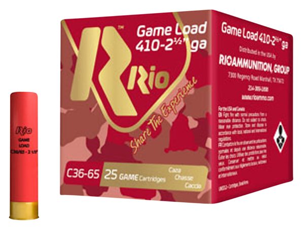 153244.jpg Rio Ammunition RC368 Game Load Heavy Field 410Gauge 2.50" 1/2oz 8Shot 25 Per Box/10 Case