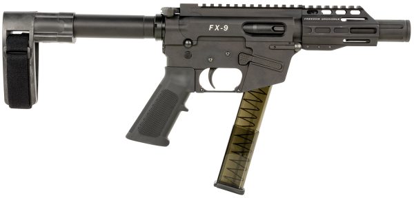 FREEDOM ORDNANCE FX9P4SBM FX-9  9mm Luger 31+1 4" Black Nitride Steel Barrel, M-LOK Handguards, Black Anodized Aluminum Picatinny Rail Receiver, Black SB Mini Brace, AR15 Grip