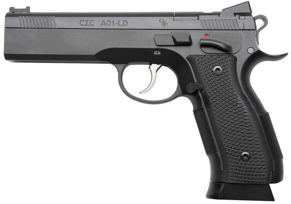 Cz Custom Shop 96336 A01-LD  9mm Luger 19+1 5" Match Grade Bull Barrel, Black Optic Cut/Serrated Steel Slide, Black Polycoat Steel Frame w/Beavertail, Black G10 Grip, Long Dustcover