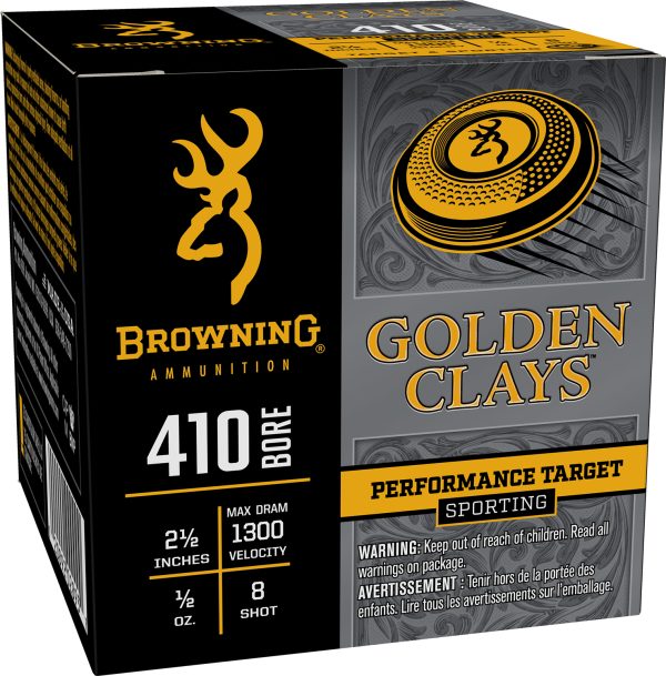 182661.jpg Browning Ammo BGC418 Golden Clays 410Bore 2.50" 1/2oz 8Shot 25 Per Box/10 Case