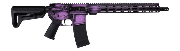 193759.jpg Shark Coast Tactical 300-133-1000-25 Valkyrie 5.56 NATO 30+1 16" Black Melonite Threaded Barrel, Distressed Purple Cerakote w/Norse Engraving Aluminum Receiver w/Picatinny Rail, M-LOK Handguard, Magpu