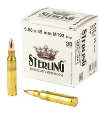 195714.jpg Sterling 8698779967222 M193 5.56x45mm NATO 55 gr Full Metal Jacket 30 Per Box/ 50 Cs