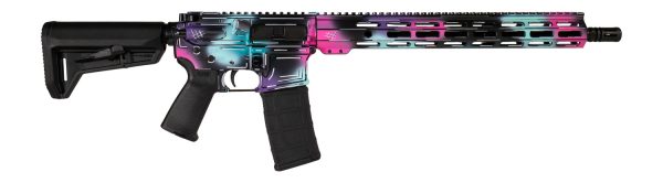 198616.jpg Shark Coast Tactical SCC101938DISB Anime-15 5.56 NATO 30+1 16" Black Nitride Threaded Barrel, Disco Cerakote Aluminum Receiver w/Picatinny Rail, M-LOK Handguard, Magpul Collapsible Black Polymer Stoc