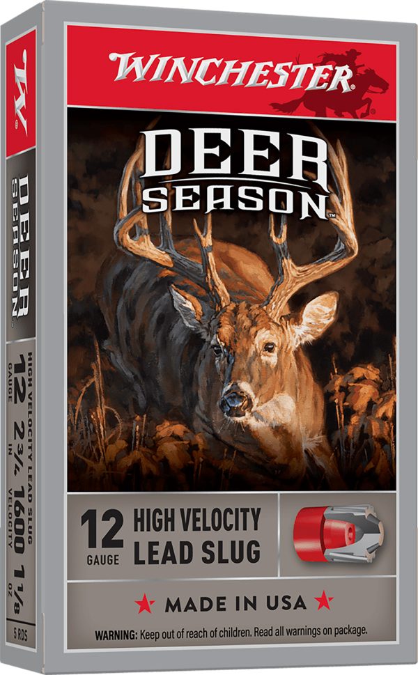 46609.jpg Winchester Ammo X12DS Deer Season High Velocity 12Gauge 2.75" 1 1/8oz Slug Shot 5 Per Box/20 Case
