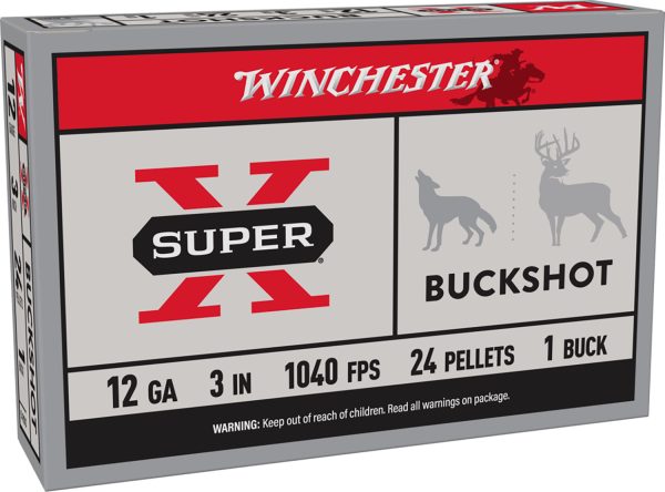 65037.jpg Winchester Ammo XB1231 Super X 12Gauge 3" 1Buck Shot 5 Per Box/50 Case