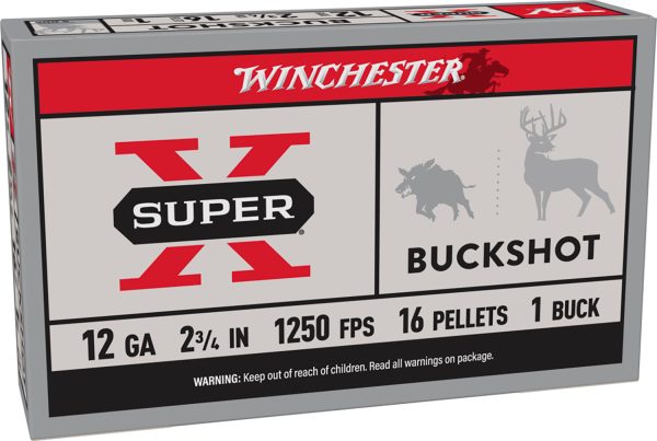 65081.jpg Winchester Ammo XB121 Super X 12Gauge 2.75" 1Buck Shot 5 Per Box/50 Case