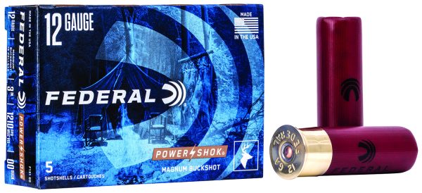 65648.jpg Federal F13100 Power-Shok Magnum 12Gauge 3" 1 7/8oz 00BuckShot 5 Per Box/50 Case