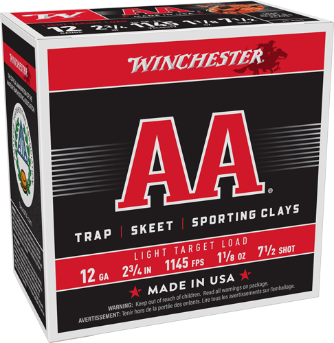 AA127_3.jpg WINCHESTER AA 12GA 2.75" - 1-1/8OZ #7.5 1145FPS 250R CASE