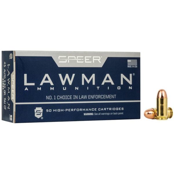https3A2F2Fmedia.chattanoogashooting.com2Fimages2Fproduct2FCC538852FCC53885-1.jpg Speer Lawman Cleanfire Handgun Ammunition .45 Auto 230gr TMJ 845 fps 50/ct
