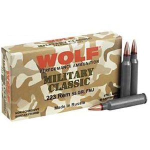 https3A2F2Fmedia.chattanoogashooting.com2Fimages2Fproduct2FDZMC22355FMJ2FDZMC22355FMJ-1.jpg Wolf Military Classic Rifle Ammunition .223 Rem 55 gr FMJ 3241 fps 20/ct