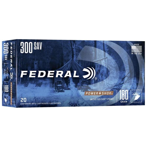 https3A2F2Fmedia.chattanoogashooting.com2Fimages2Fproduct2FFA300B2FFA300B_2.jpg Federal Power-Shok Rifle Ammunition .300 Savage 180 gr SP 2350 fps - 20/ct