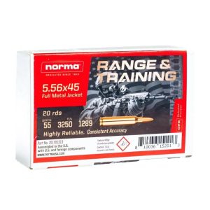 https3A2F2Fmedia.chattanoogashooting.com2Fimages2Fproduct2FNH7017013132FNH701701313-1.jpg Norma Range & Training Rifle Ammunition 5.56X45 NATO 55gr FMJ 3250 fps 20/rd