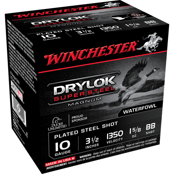https3A2F2Fmedia.chattanoogashooting.com2Fimages2Fproduct2FWNXSC10BB2FWNXSC10BB-1.png Winchester Super-X Drylok Super Steel Shotshells 10 ga 3-1/2" 1-5/8 oz 1350 fps #BB 25/ct
