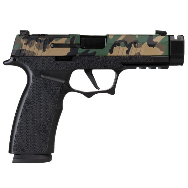 https3A2F2Fmedia.chattanoogashooting.com2Fimages2Fproduct2FXI681686MCBC2FM81WOODLAND365XMACROTACOPS-R.jpg Sig Sauer P365 XMACRO TACOPS "Muilticam" Slide Handgun 9mm Luger 17rd Magazines(3) 3.7" Barrel w/Comp