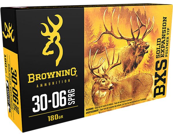 100689.jpg Browning Ammo B192430061 BXS Copper Expansion 30-06Springfield 180gr Lead Free Solid Expansion Polymer Tip 20 Per Box/10 Case