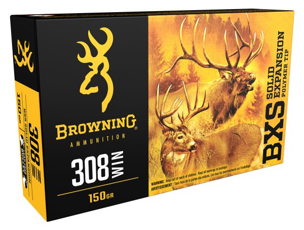100690.jpg Browning Ammo B192403081 BXS Copper Expansion 308Win 150gr Lead Free Solid Expansion Polymer Tip 20 Per Box/10 Case