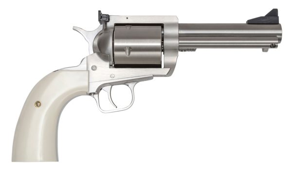140959.jpg Magnum Research BFR44MAG5B6 BFR Short Cylinder 44 Rem Mag 6 Shot, 5" Brushed Stainless Steel Barrel, Cylinder & Frame, White Polymer Grip, Hammer Safety, Exposed Hammer