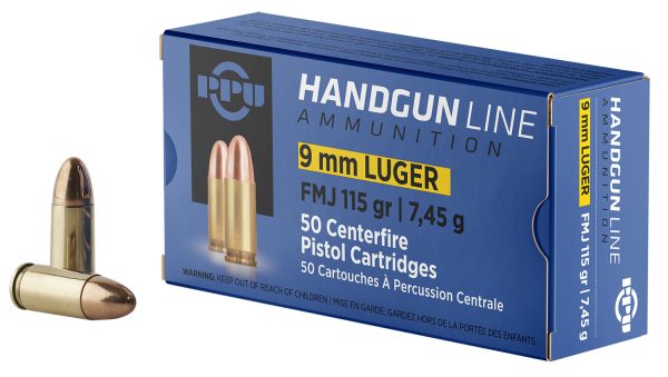 Exclusive Mockups for Branding and Packaging Design PPU PPH9F1 Handgun 9mmLuger 115gr Full Metal Jacket 50 Per Box/20 Case