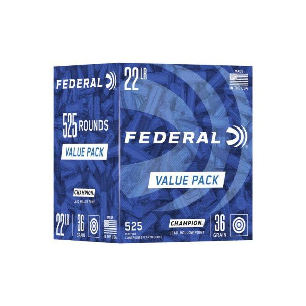 https3A2F2Fmedia.chattanoogashooting.com2Fimages2Fproduct2FFA7472FFA747.jpg Federal Champion Training Rimfire Ammunition .22 LR 36gr HP 1260 fps 525/ct Value Pack