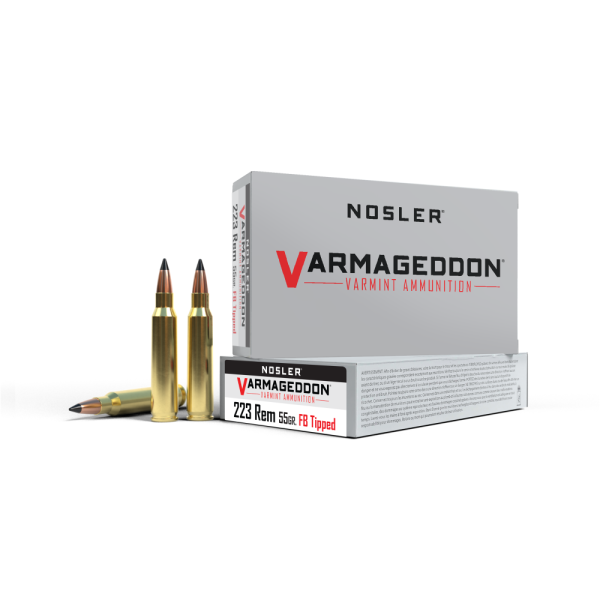 https3A2F2Fmedia.chattanoogashooting.com2Fimages2Fproduct2FNO651452FNO65145-1.png Nosler Varmageddon Rifle Ammunition .223 Rem 55 gr FB Tipped 3100 fps 20/ct